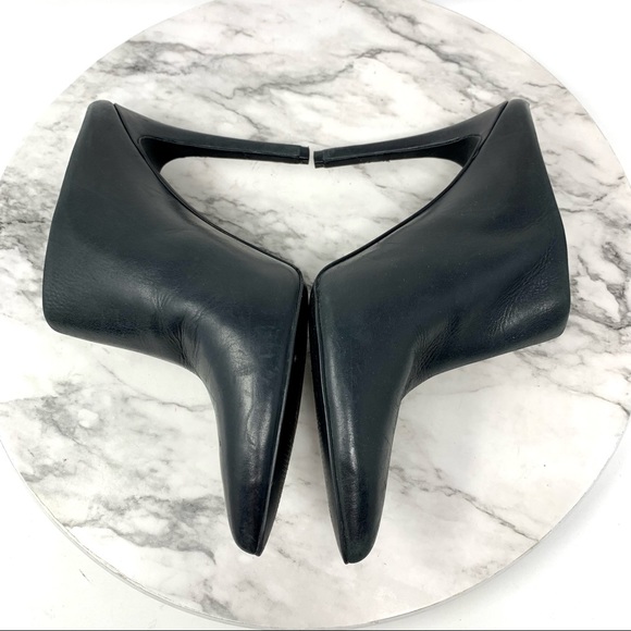 Enzo Angiolini Faxon Pointed Toe Leather Mules 7.5 Minimalist Edgy Classic Chic - Picture 7 of 12